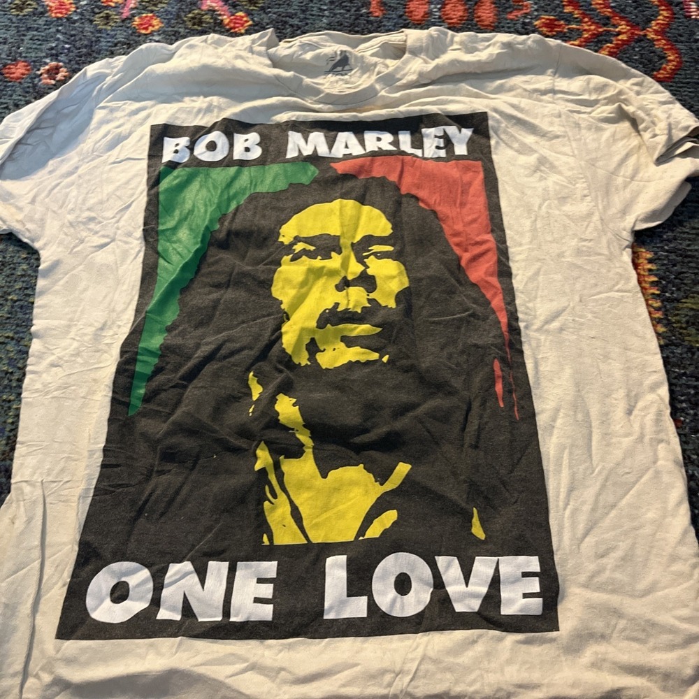 Bob Marley One Love T-shirt Tan Mens Large Zion Rootswear ZRM0452 Graphic Tee
